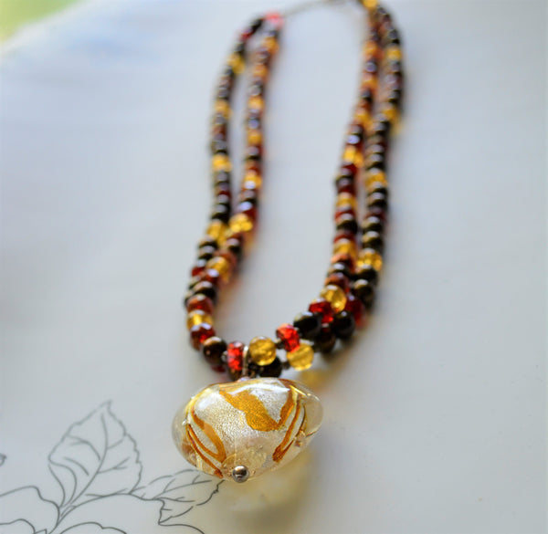 Murano Glass Heart Pendant Necklace