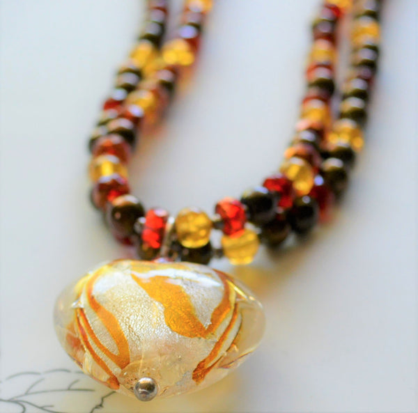 Murano Glass Heart Pendant Necklace